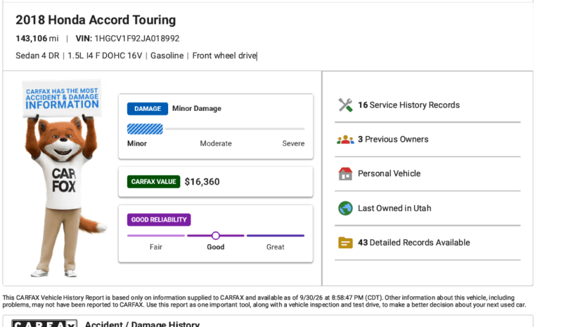 
HONDA Accord TOURING 2018 Sedan full									